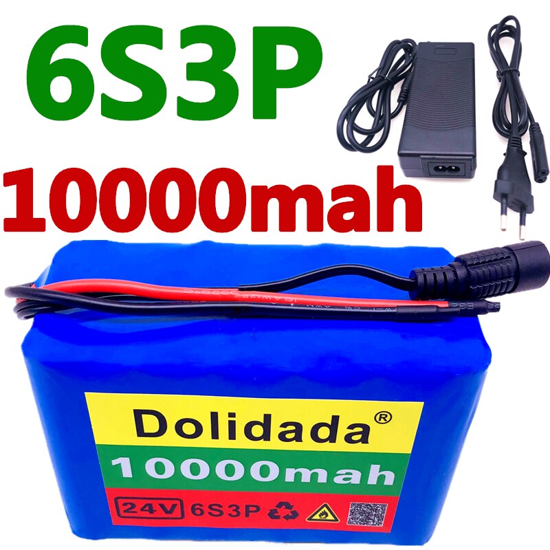 100% 24V 10Ah 6S3P 18650 Battery Lithium Battery 25.2v 10000mAh Electric Bicycle Moped /Electric/Li ion Battery Pack+Charger