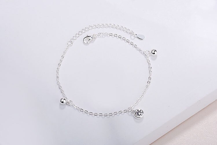 Meisjes Zilver 925 Enkelbanden Sieraden Crystal Ronde Vrouwelijke Enkelband Voor Vrouwen Accessoires Trendy Prinses Enkelbandje