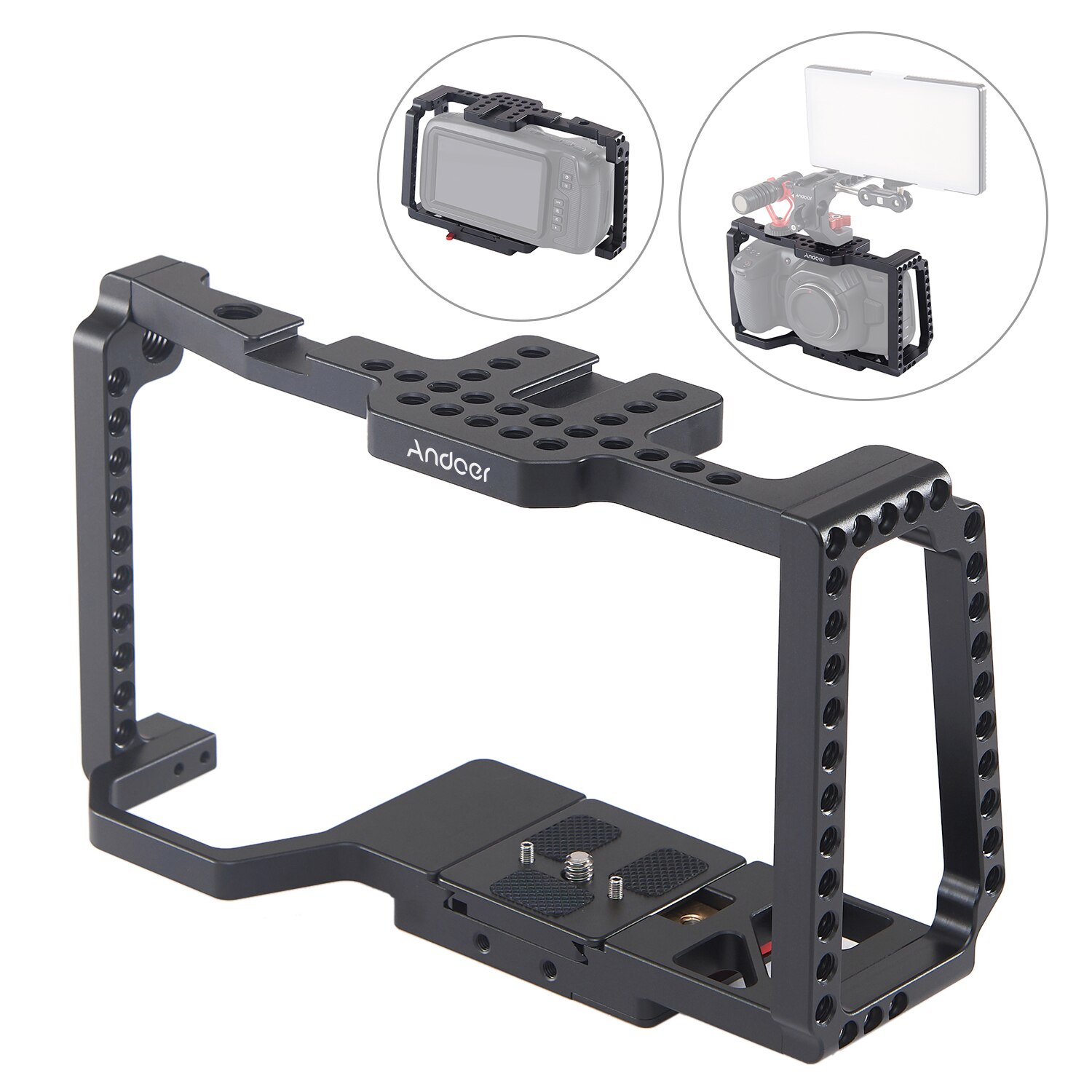 Andoer Camera Cage Video Film Movie Cage with Quick Release Plate For Blackmagic Pocket Cinema Camera 4K/6K BMPCC 4K 6K