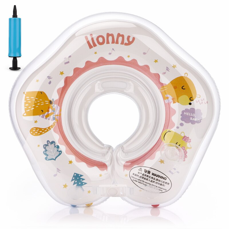 Opblaasbare Zwemmen Float Baby Accessoires Hals Float Ring Buis Veiligheid Zuigeling Drijvende Cirkel Voor Baden Water Voor 0-8Month: pink with pump