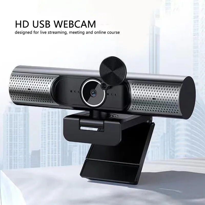 Nova Webcam 4K USB, Webcam 2K 1080P 30fps com Foco Automático, Alto-falante HiFi e Microfone com Redução de Ruído para PC, Câmera para Desktop e Laptop para Videochamadas