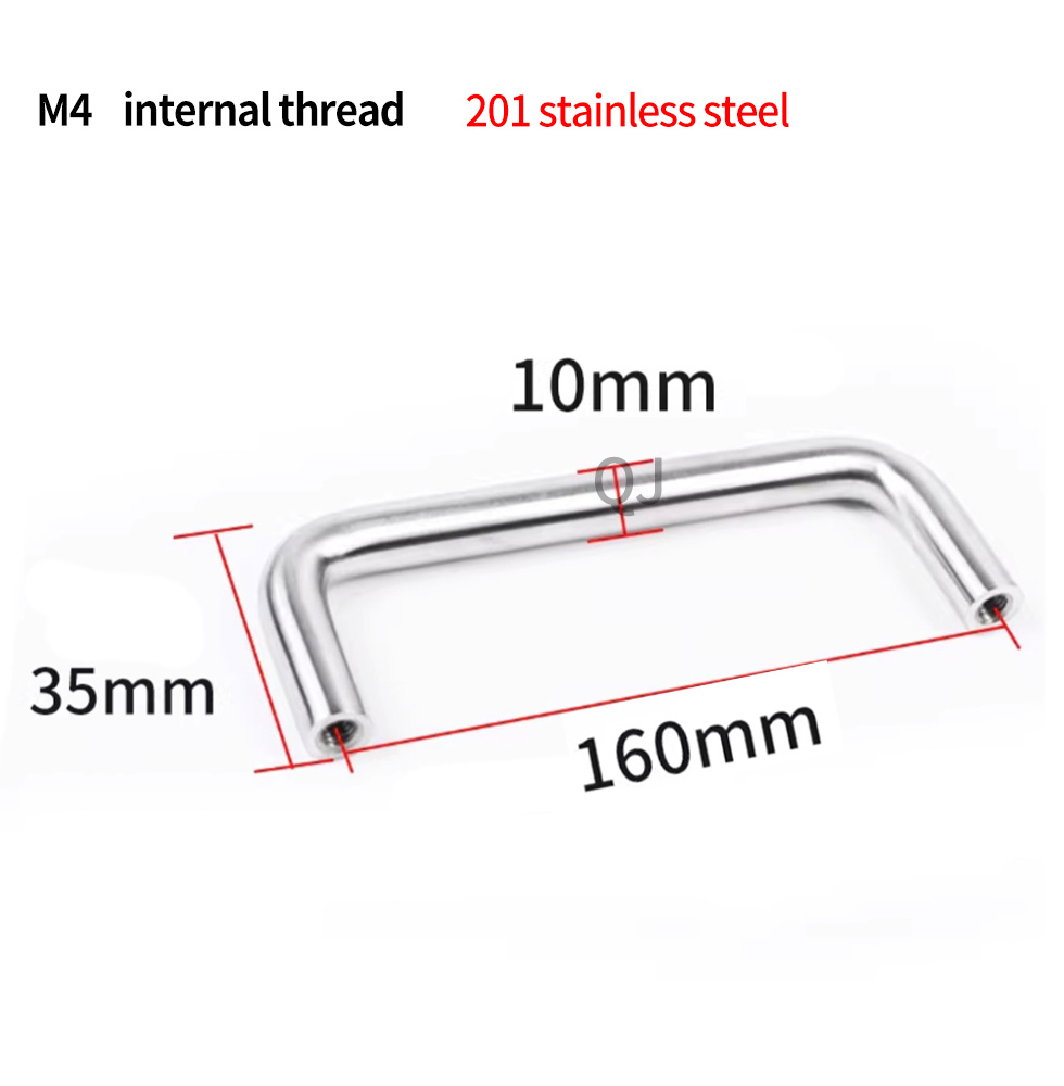 201 massive rustfri ståldør u-formet håndtag kasse panelskab industrielt cylindrisk håndtag: Gennemsigtig
