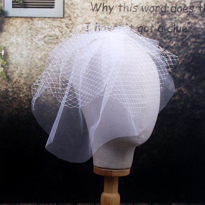 Casquette en Tulle blanc fait à la main, voile pour Cage à oiseaux, accessoires de mariage, voile de mariée court avec peigne