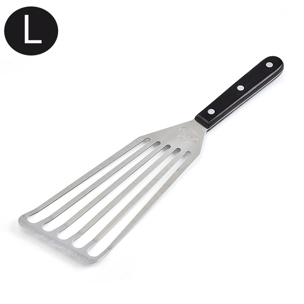 Pala multifuncional de acero inoxidable para freír bistec, pala para pescado, pala para Anguila, herramienta de cocina con mango de madera: Large