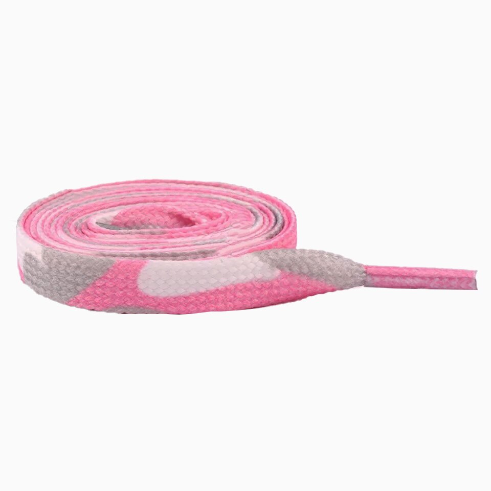 1 paire lacets colorés arc-en-ciel dégradé impression toile plate lacets chaussures décontracté couleur chromatique lacets décontracté és pour baskets: Camouflage pink