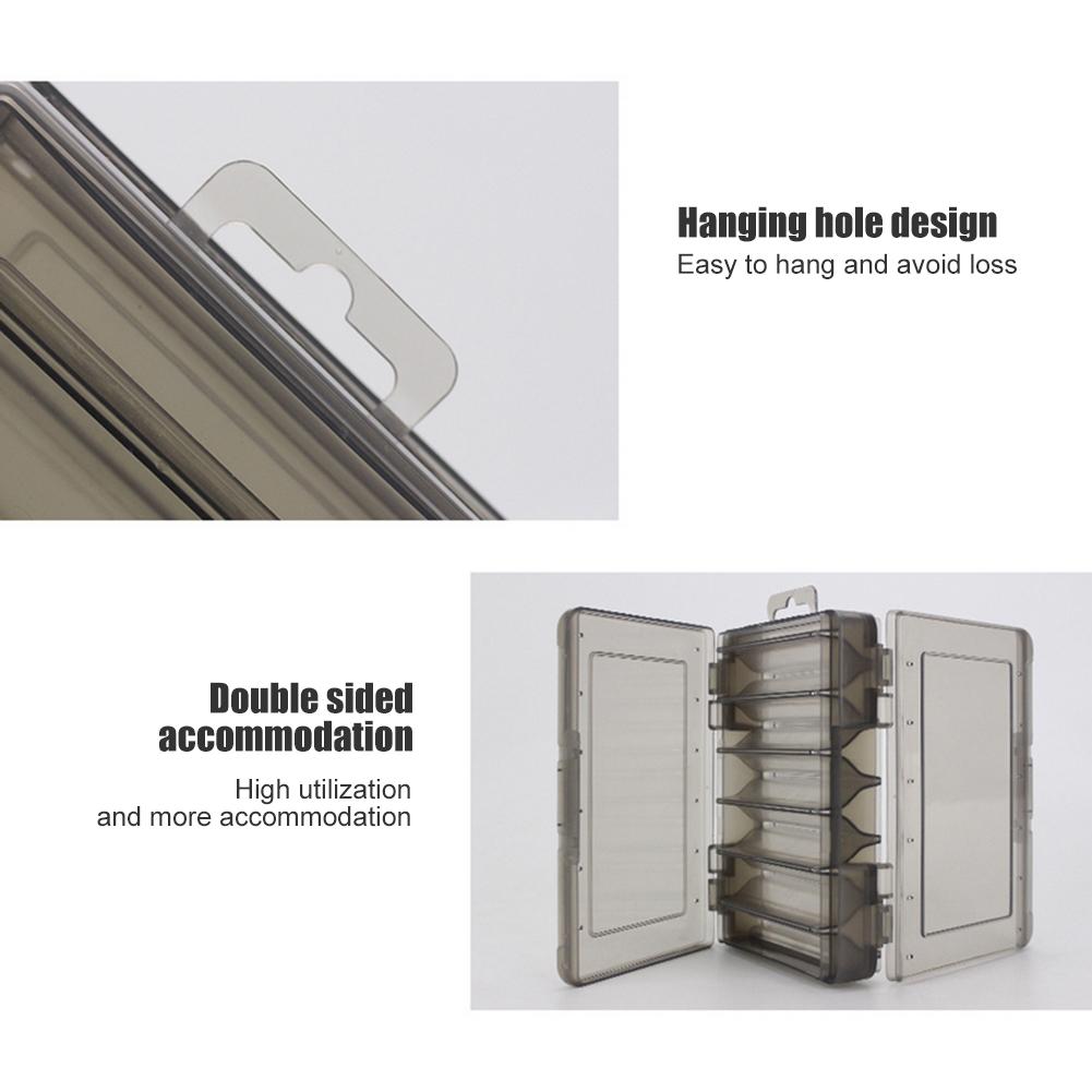 Double Sided Fishing Tackle Box 12 14 Compartments Lure Hook Storage Box Fishing Plastic Storage Case