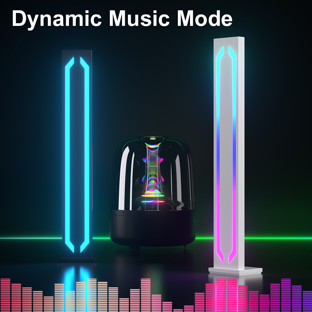 LED Schreibtisch Stehleuchte RGB Lichtleiste Nachtlicht schwarz sensorlose Musik Rhythmus Atmosphäbetreffend Licht Spiel TV Raum Dekoration Licht