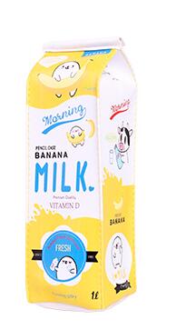 P62 kawaii frugt mælk karton penalhus pu vandtæt skole forsyning elev papirvarer store opbevaring børn: Gul