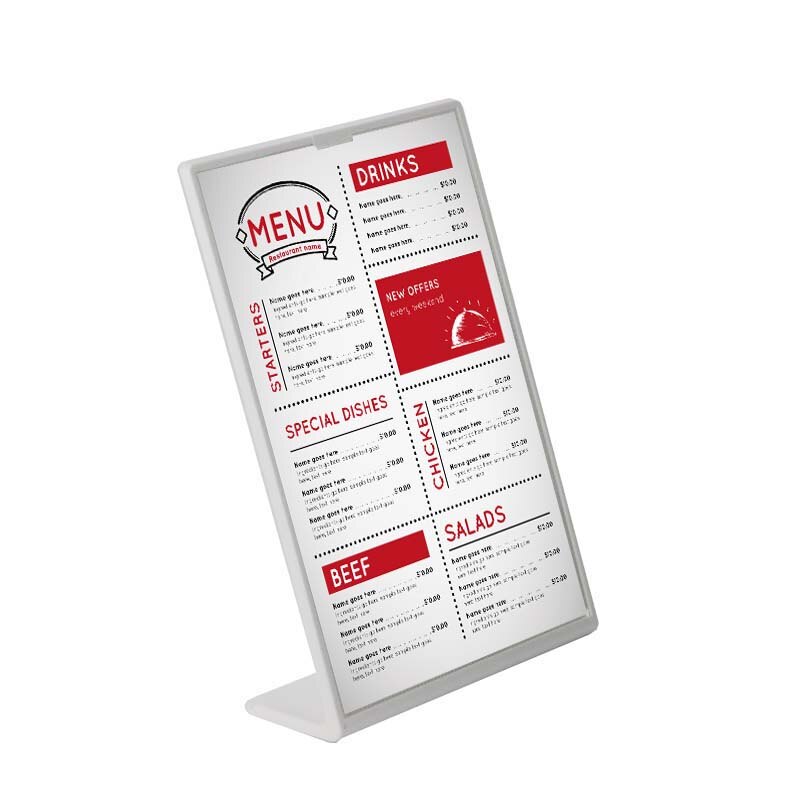 297*210mm A4 Etikett preis Schild karte Clip rahmen L zeichen Poster Etikett Halfter stehen preis sprecher tabletop Schreibtisch Anzeige Gestell