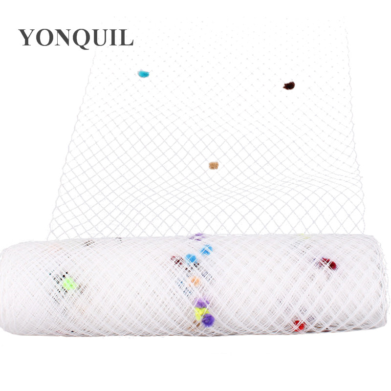 Lawenda 25CM Mix kropki welony z klatek fascynator welon DIY do włosów akcesoria kapelusz Millinery Handwork ślubne dla nowożeńców siatki nakrycia głowy: white veil mix dots
