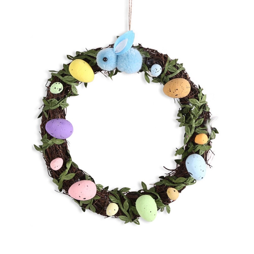 Artificial Garlands Bubble Egg Easter Wreaths Front Door Garden Courtyard Decoration Happy Easter Party Wreath Decor: L