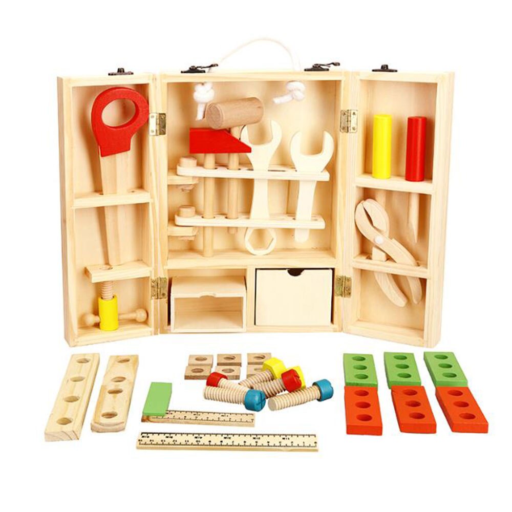 Tragbare Baby Holz Simulation Wartung einstellen Reparatur Werkzeug fallen Karikatur Spielzeug Junge Bildungs Interaktive Lernen Puzzle Spielzeug: Ursprünglich Titel