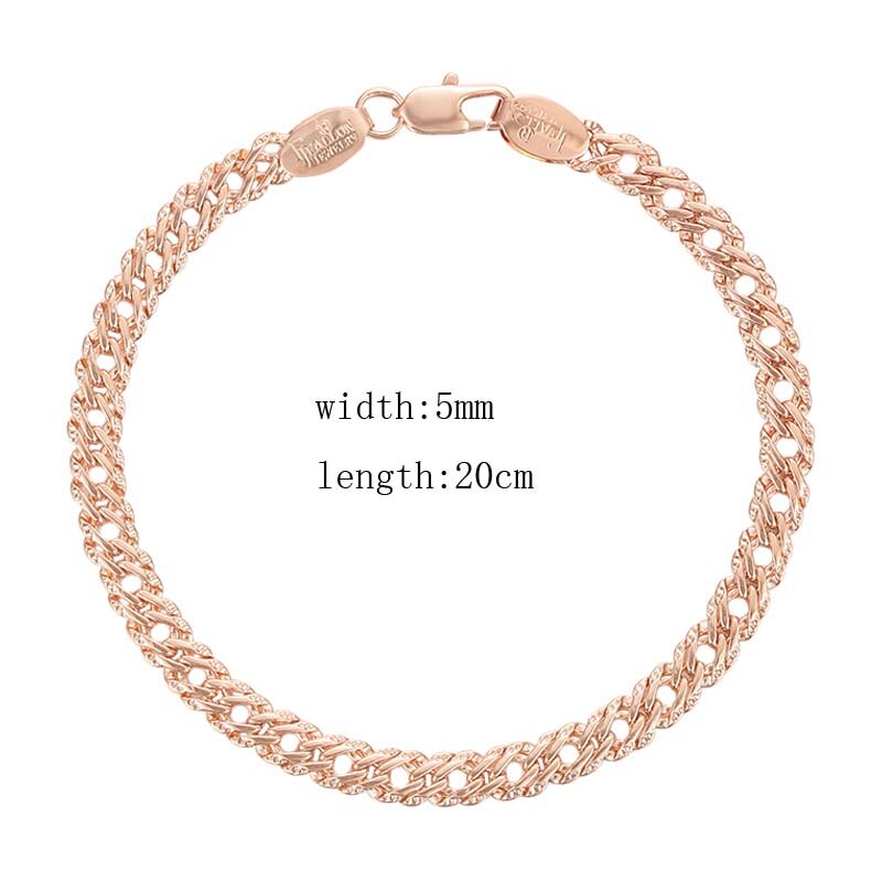 Fj Mannen Vrouwen 585 Rose Goud Kleur Wave Curb Smart Armband Link Bead Chain Sieraden: RB0011
