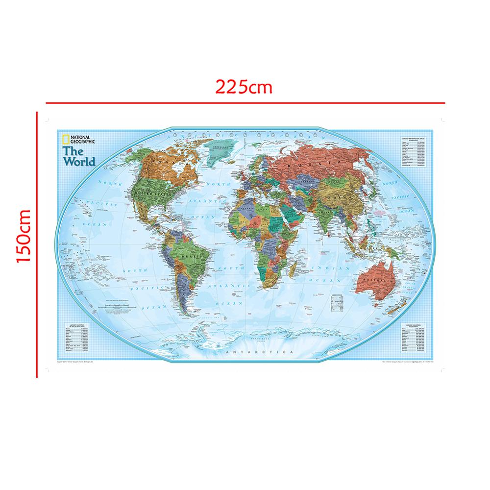 De Wereldkaart Non-woven Waterdichte Kaart Zonder Nationale Vlag Voor Beginner 150x225cm