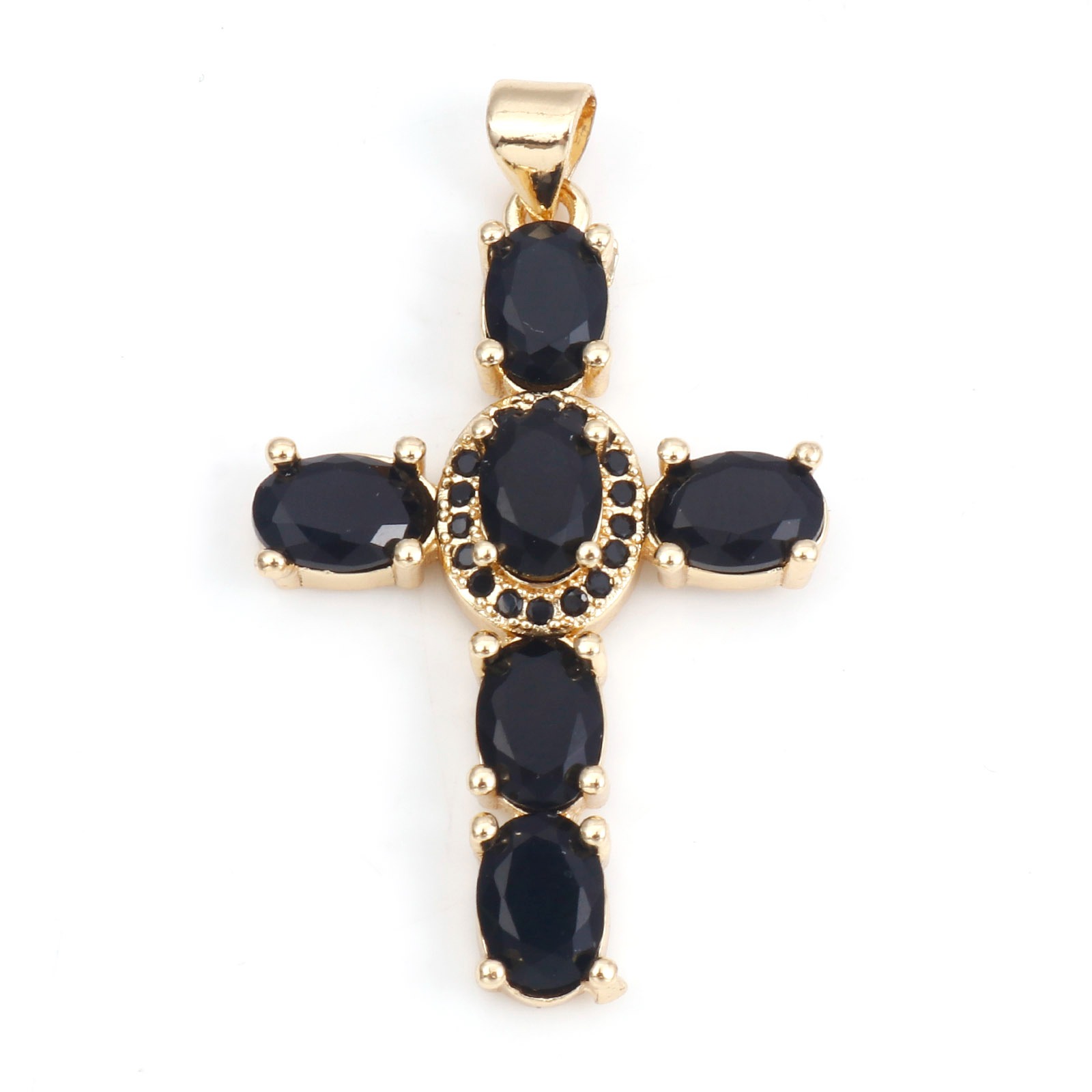 Colgantes de Cruz religiosa de cobre para mujer, abalorios de Metal de Color dorado Multicolor, para hacer collares, pulseras, joyería de 4cm x 2,3 cm, 1 unidad: Violeta