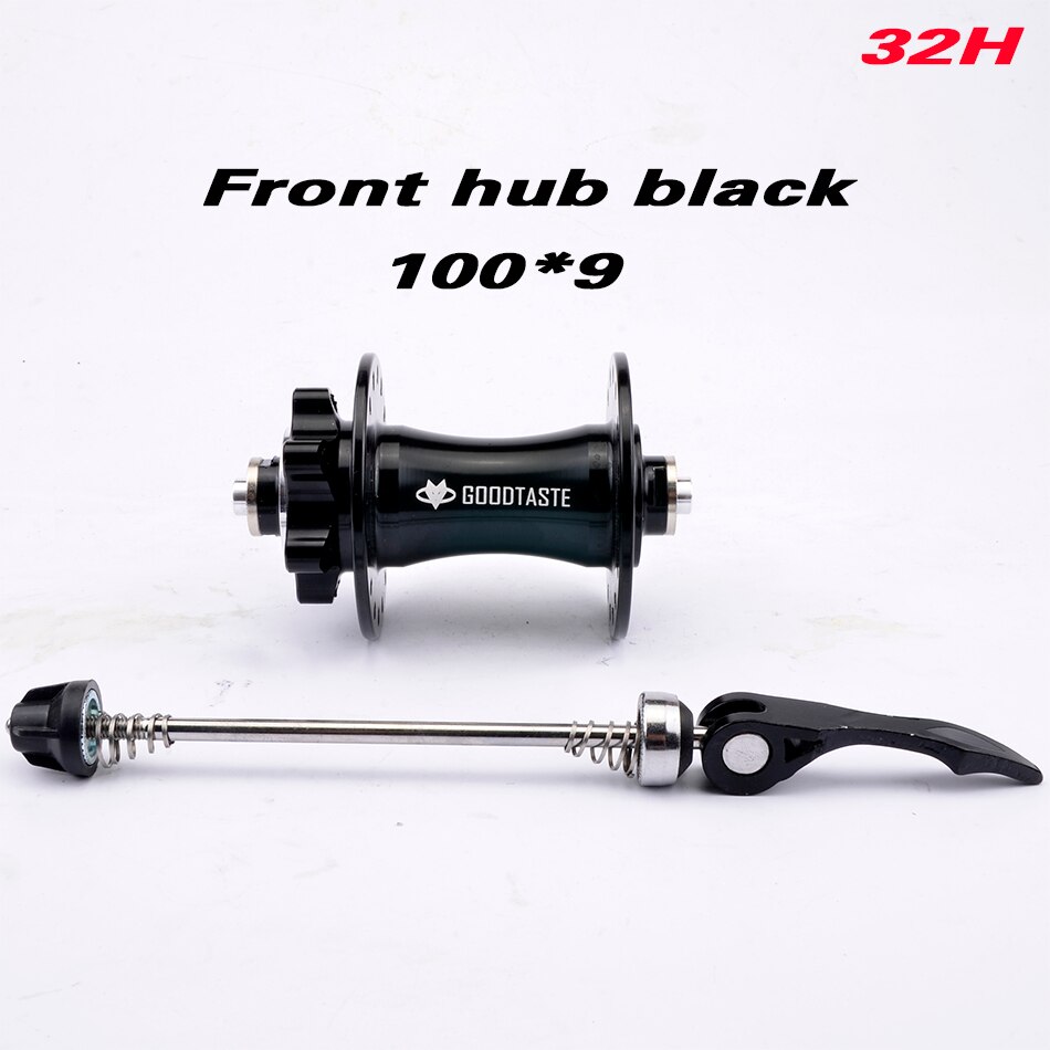 Goodtaste Mountain bike hub 4 bearing rear hub rear 10*135mm QR100*15 12*142mm through 28/32/36 hole disc brake bicycle hub MTB: front hub black