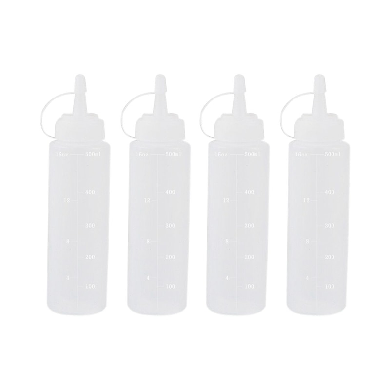 Plastic Squeeze Bottles, Natural Clear Plastic Bottles with Cap, Measurement for Dressings, Oil, BBQ, Kitchen, Liquids and Arts: Default Title