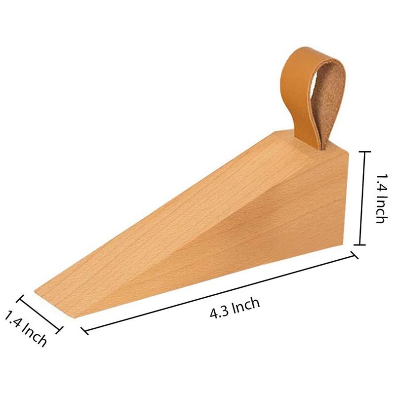 Tope de puerta de madera, cuñas de puerta antideslizantes de madera maciza, cuña de Tope de puerta resistente y duradera, Tope de puerta de seguridad (4 piezas)