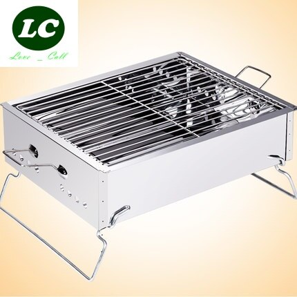 Utomhusgrill för bbq spis i rostfritt stål utomhus bärbar kol grill spis hushållsfällning
