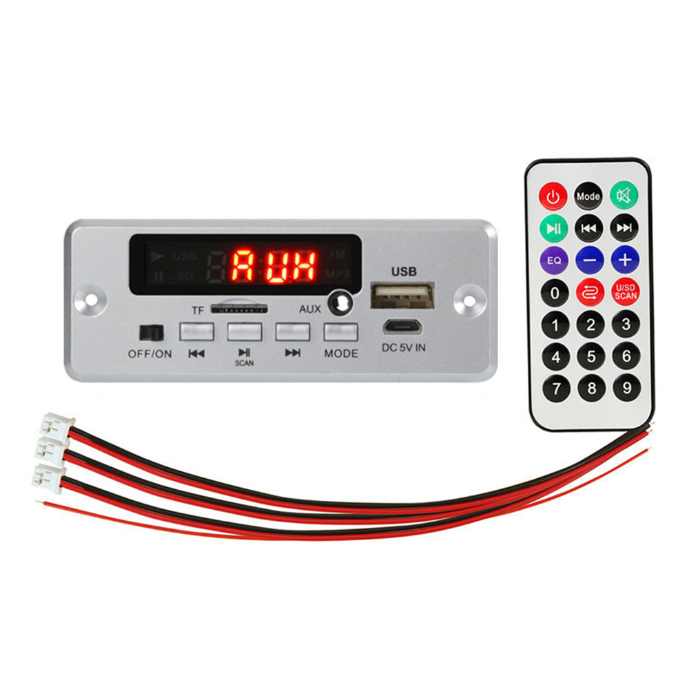 Amplificador de 50W, placa decodificadora de MP3 Bluetooth 5,0, reproductor de música inalámbrico de 12V y 5V, módulo de Audio USB TF AUX, Radio FM para altavoz, manos libres
