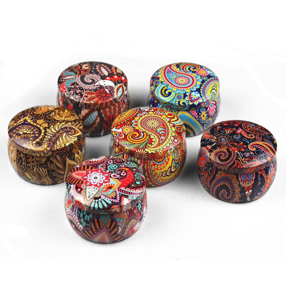 Mini lata Retro Floral, caja de lata encantadora para joyería, dulces, dulces, té, galletas, , 20/10 piezas