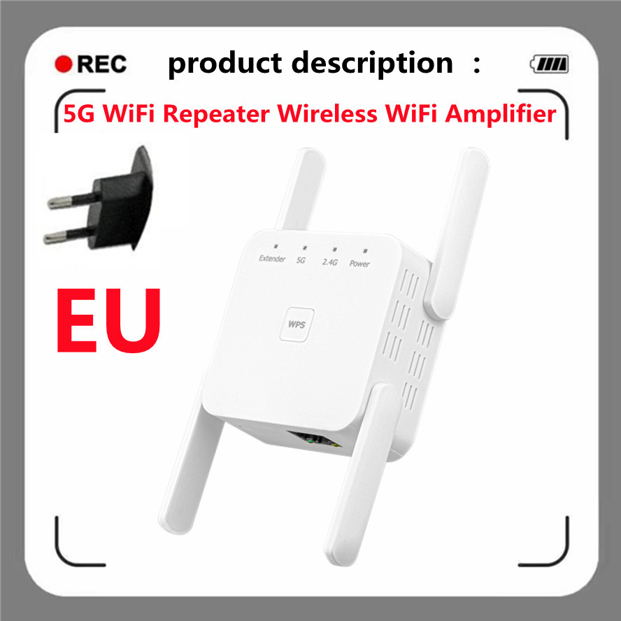 5GHz WiFi Repeater Wireless WiFi Amplifier 5G WiFi Long Range Extender 1200M Wi Fi Booster Home Wi-Fi tSignal Amplifier: EU-plug