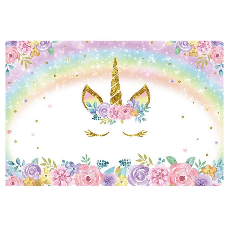 90*150cm Unicorn Birthday Party Decorations Kids Unicorn Party Backdrop Rainbow Photography Background Baby Shower Decoration