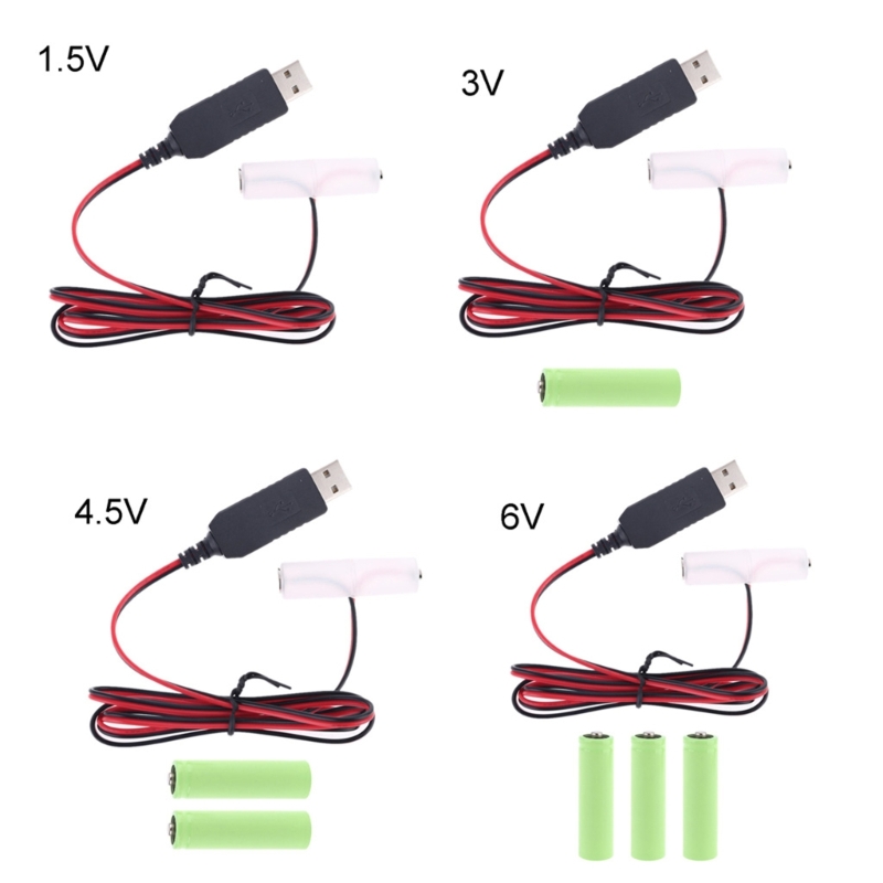 Aa Attrappe-Batterien Adapter abnehmbare USB-Strom versorgung Kabel Kabel Ersatz 1 bis 4 stücke aa Batterie für LED-Spielzeug Fernbedienungen