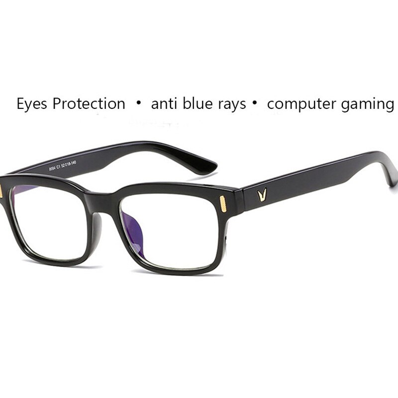 Gafas de ordenador con rayos azules para hombre, lentes de radiación con pantalla, de , para oficina y juegos, con bloqueo UV: Bright black clear