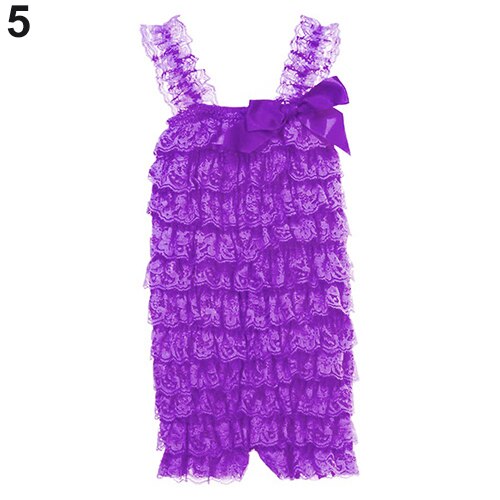 Girls' Lovely Cutie Bowknot Lace Ruffle Petti Toddler Baby Sling Romper Climb Jumpsuit: Purple L