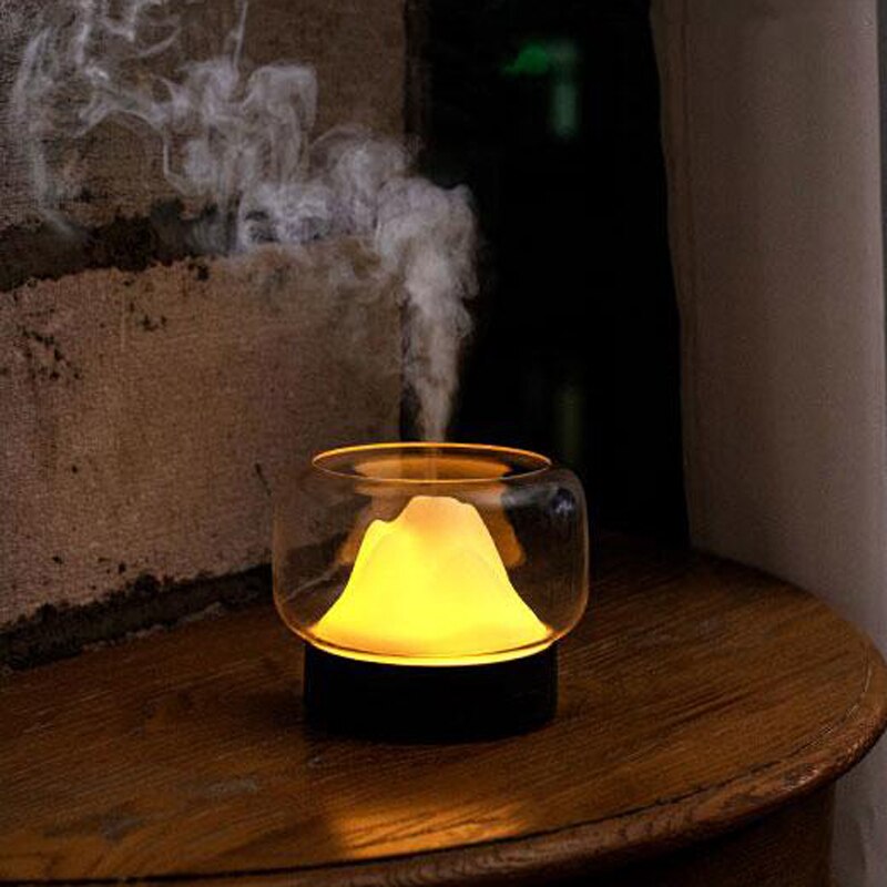 Led aroma diffuser 400ml bpa-vrij mountain view etherische olie aromatherapie diffuser met warme en gekleurde led lamp luchtbevochtiger