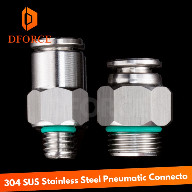 DFORCE 304 SUS stainless steel full metal Pneumatic connecto Fittings G1/8" / M6 for 3D printer 4MM bowden PTFE tube PC4