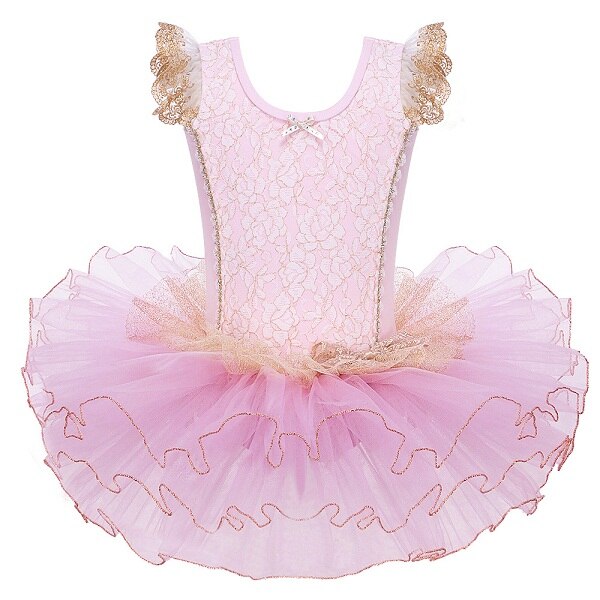 Alvivi Kids Girls Sparkle Ballet Dance Dress Short Sleeve Gymnastics Skirt Leotard Ballerina Dance Costume White 3 4 - View #7