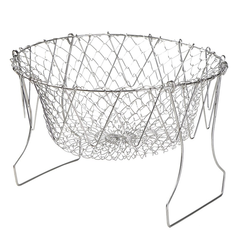304 Stainless Steel Telescopic Frying Basket Foldable Potato Basket Colander Multi-function Kitchen Tool Frying Drainer