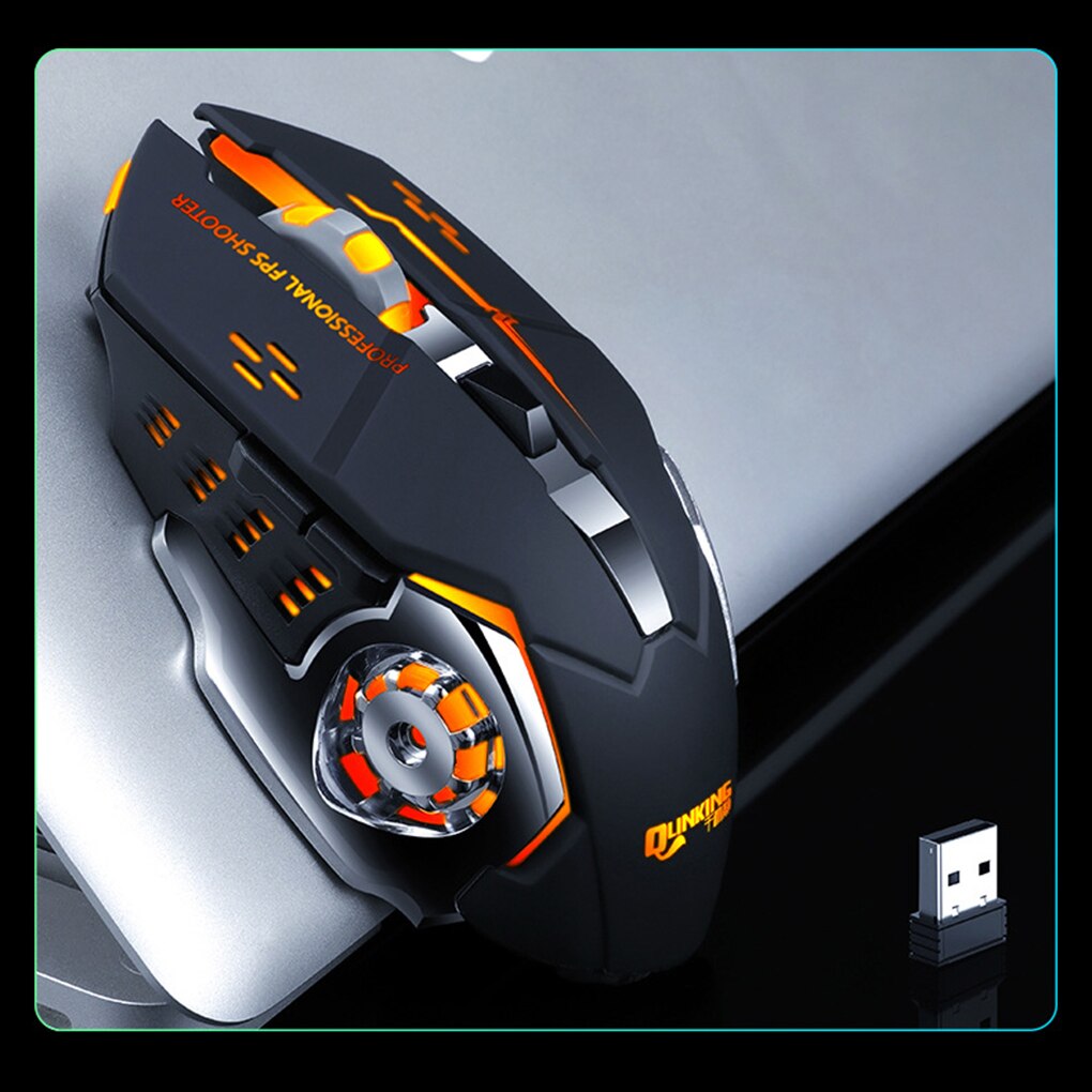 Wireless Mouse 7 Color Breathing Light Rechargeable Desktop Computer Laptop 2.4G 6 Buttons Gaming Mouse