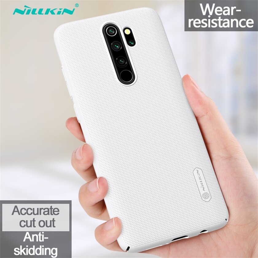 Nillkin Case For Xiaomi Redmi Note 8 Pro Cover Frosted Shield Hard PC protector Back Cover For Redmi Note 8 Case global version: Redmi Note 8 Global / White