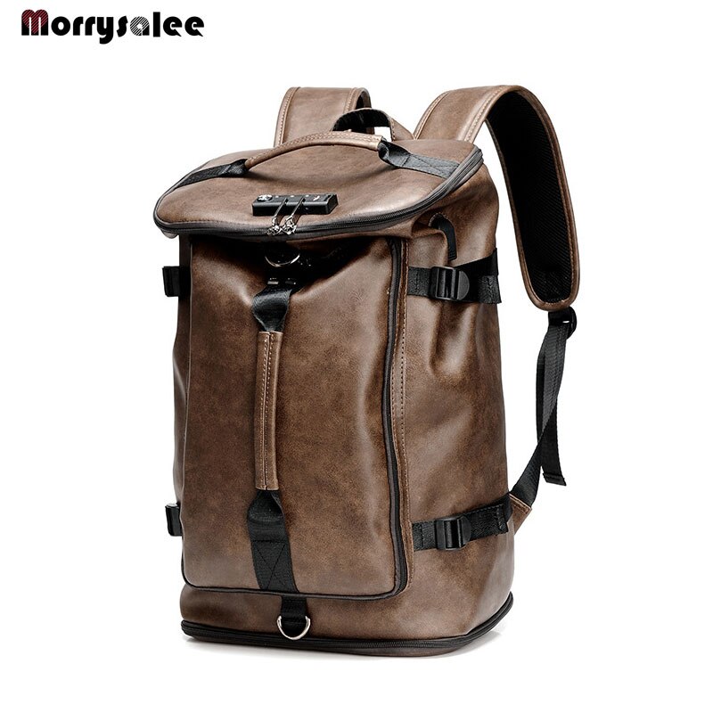 Vintage Uomini Zaino Impermeabile Khaki Cuoio DELL&#39;UNITÀ di elaborazione Borsa Uomo Borsa Da Viaggio Maschio Grande Capacità di Borsa Del Computer Portatile Mochila Adolescente Zaini