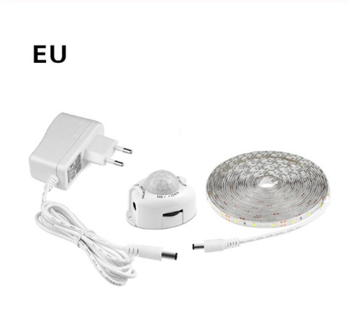 Lámpara LED con Sensor de movimiento para armario, lámpara de cama debajo del gabinete, luz nocturna, tira LED Flexible, cinta de 12V, 110V, 220V, fuente de alimentación de EE. UU. y UE: Luz cálida / Color blanco cálido / 11-15 W