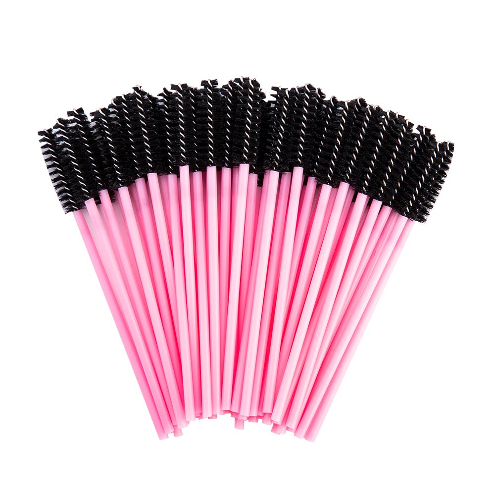 100 unids/pack nueva buena desechable pestañas maquillaje para pestañas cepillo Mini varitas de rímel de pincel para maquillaje herramienta de maquillaje: Black Pink