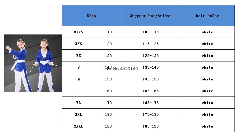 Blue Taekwondo Uniforms Children Adult Unisex Long Sleeve Taekwondo Dobok Clothes Suit Taekwondo Training Clothing