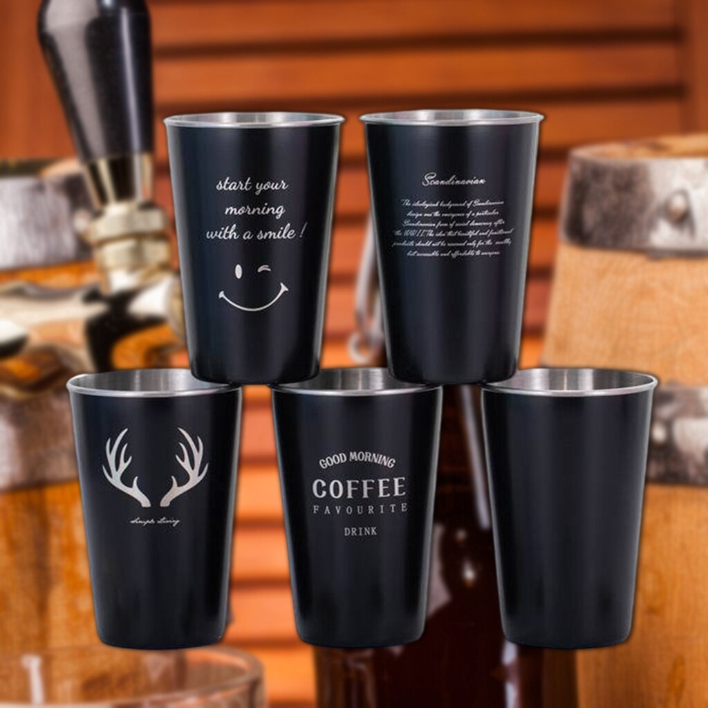 500ML Beer Mug Ice Cold Coffee Beverage Cup Reusable for Bar Home Restaurant Coffee Beer Mugs Stainless Steel Tumbler Cup