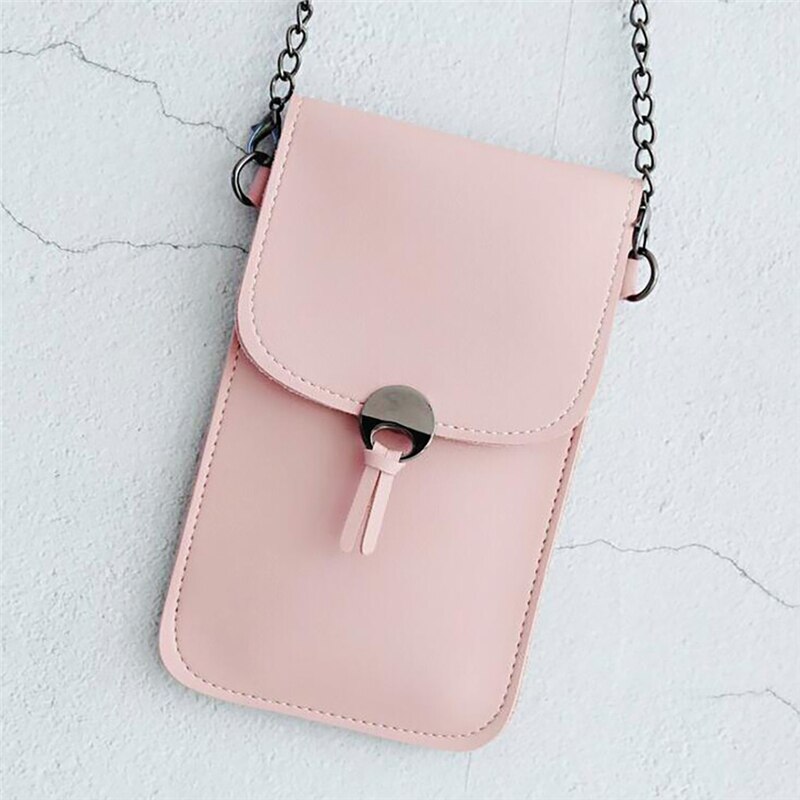 Womens Telefoon Bag Tastbaar Lederen Verandering Tas Crossbody Mini Schoudertas Portemonnee 100% Nieuw En A50: Roze