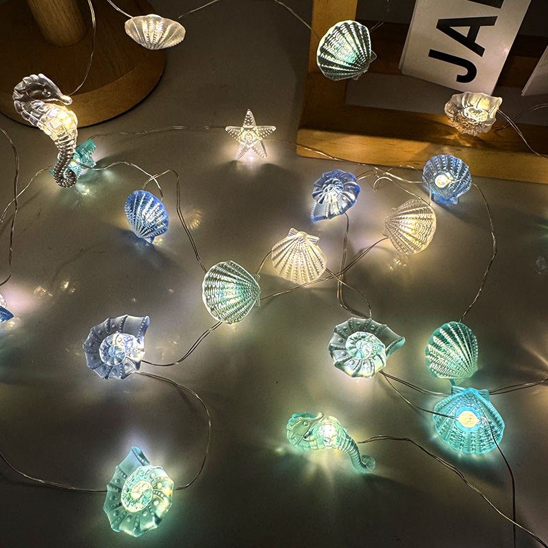 2M 20LED Ozean Thema String Licht Muschel Seestern Fee Licht Girlande Kinder Meerjungfrau Geburtstag Party Gefälligkeiten Unter dem meer Dekor