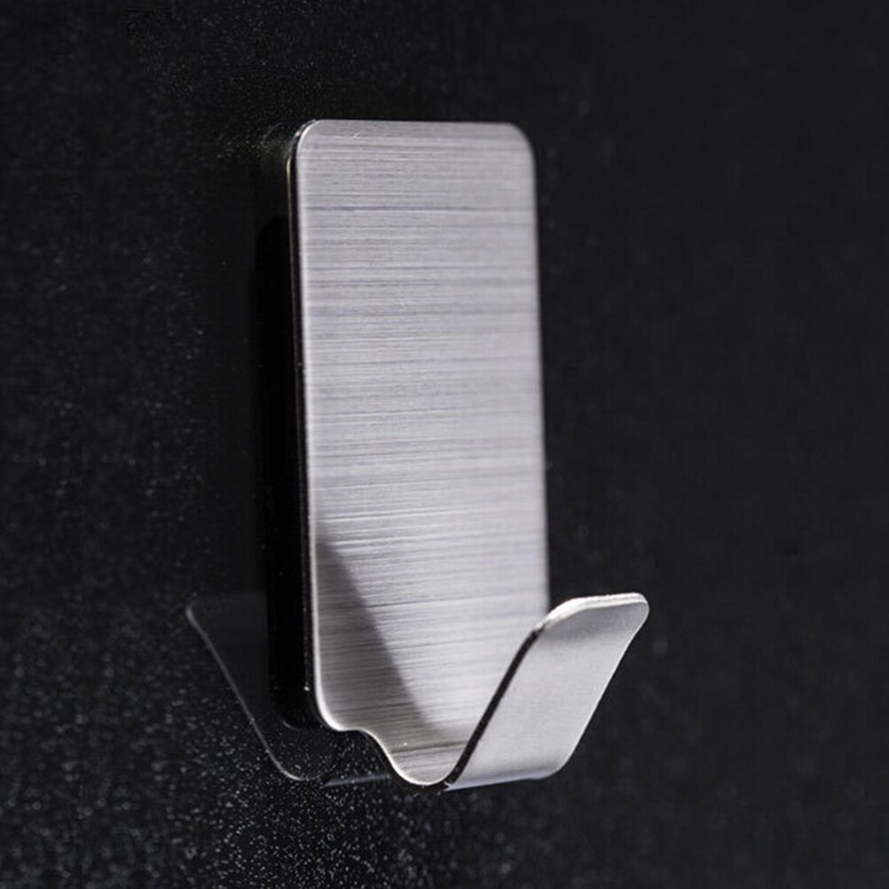 6Pc/Lot Stainless Steel Family Robe Hanging Hooks Hats Bag Key Adhesive Wall Hanger for Bathroom Kitchen