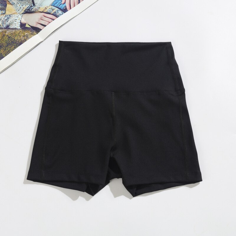 Heiße Frauen Casual Hohe Elastische Taille Engen Fitness Dünne Dünne Tanzen Shorts Einfarbig Übung Shorts Weibliche Mädchen Sommer Herbst: Black / L