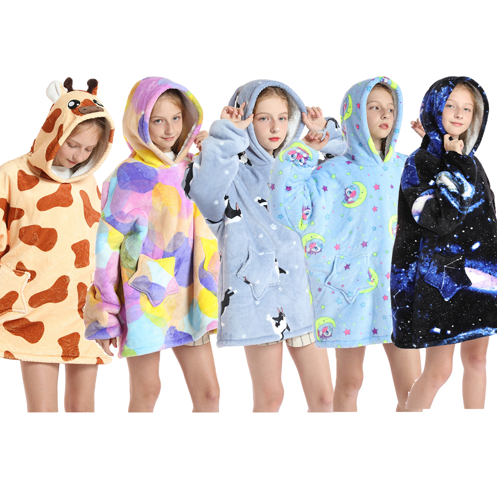 Dziewczęcy szlafrok z kapturem Kigurumi jednorożec dziecięcy bielizna nocna szlafrok kąpielowy dla dzieci leniwy koc funkcja bawełniany polarny zimowy