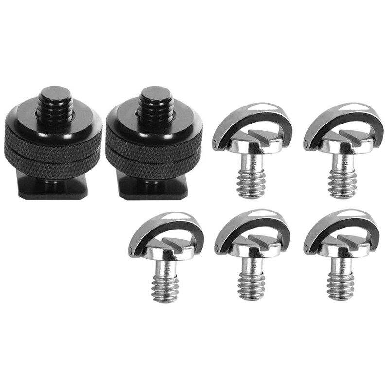 7 Pcs for DSLR Camera 1/4 Inch Adapter:5 Pcs Quick Release Plate Mounting Screw D-Ring D Shaft QR Screw Adapter & 2 Pcs 20 S