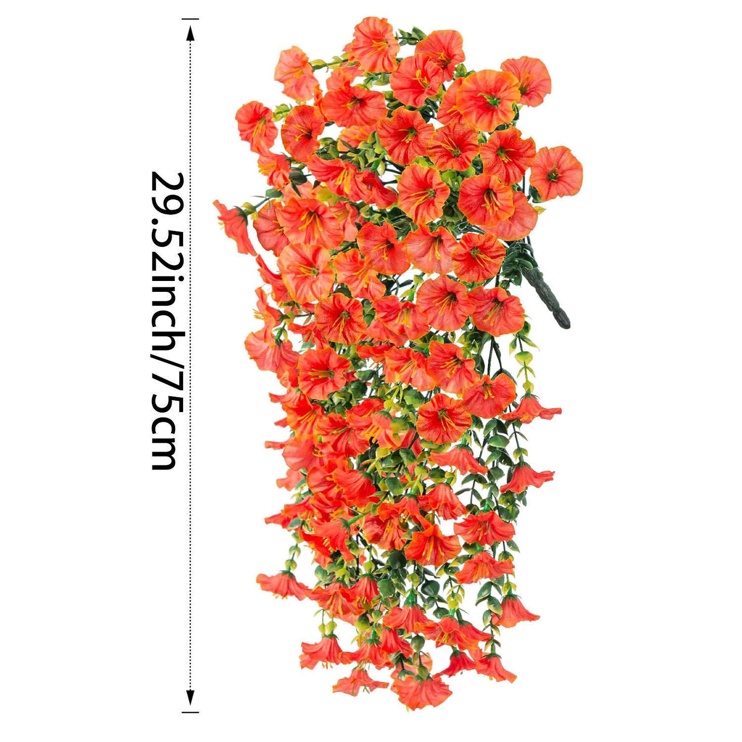 Realistische kunstmatige hangbloemen en -planten, paarse windbloemen van imitatiezijde met lange ranken, uv-bestendig, voor tuin- en balkondecoratie.: Oranje