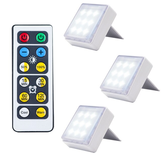 LED wireless touch dimmable night light battery power for stairs corridor cabinet bedroom mini smart night lights home decor: 3 lamp 1 controller