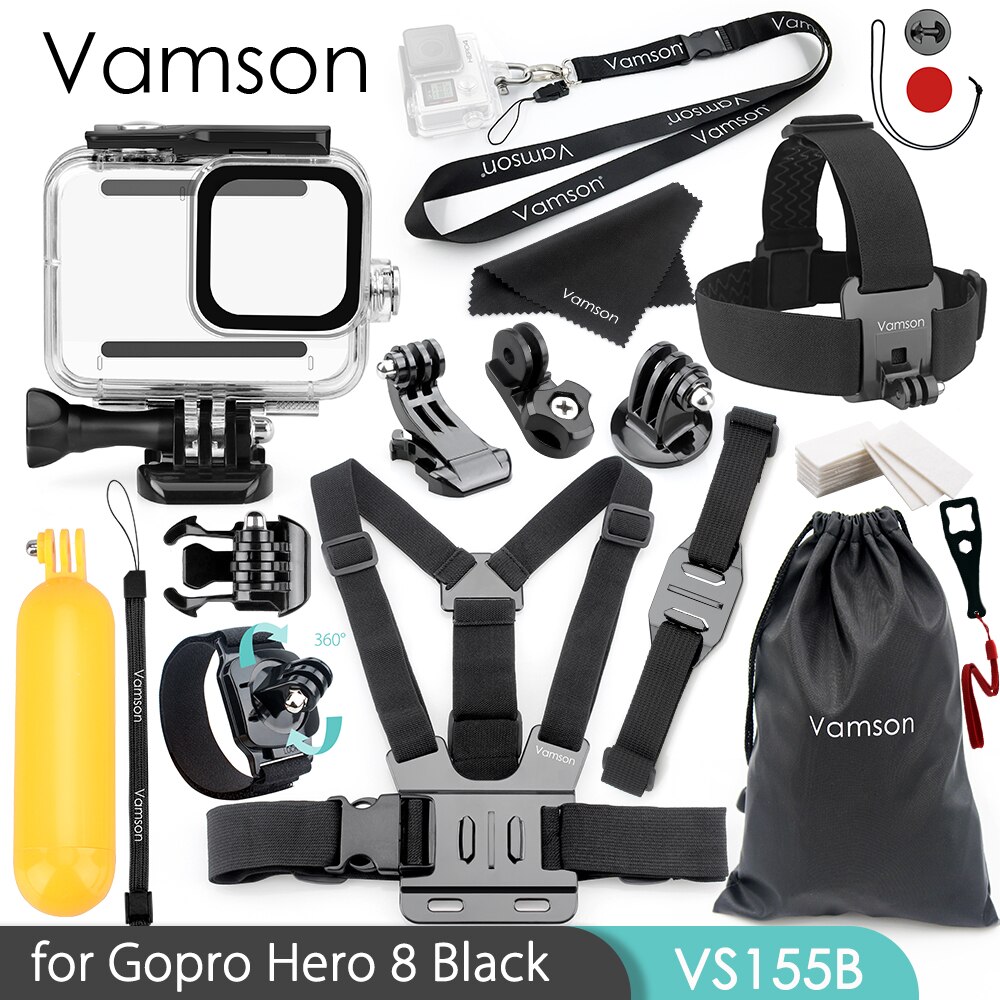 Vamson Waterproof Housing Case Protective Cover for Gopro Hero 8 Black Accessories Kit Mount for Go Pro 8 Action Camera VS155: VS155B